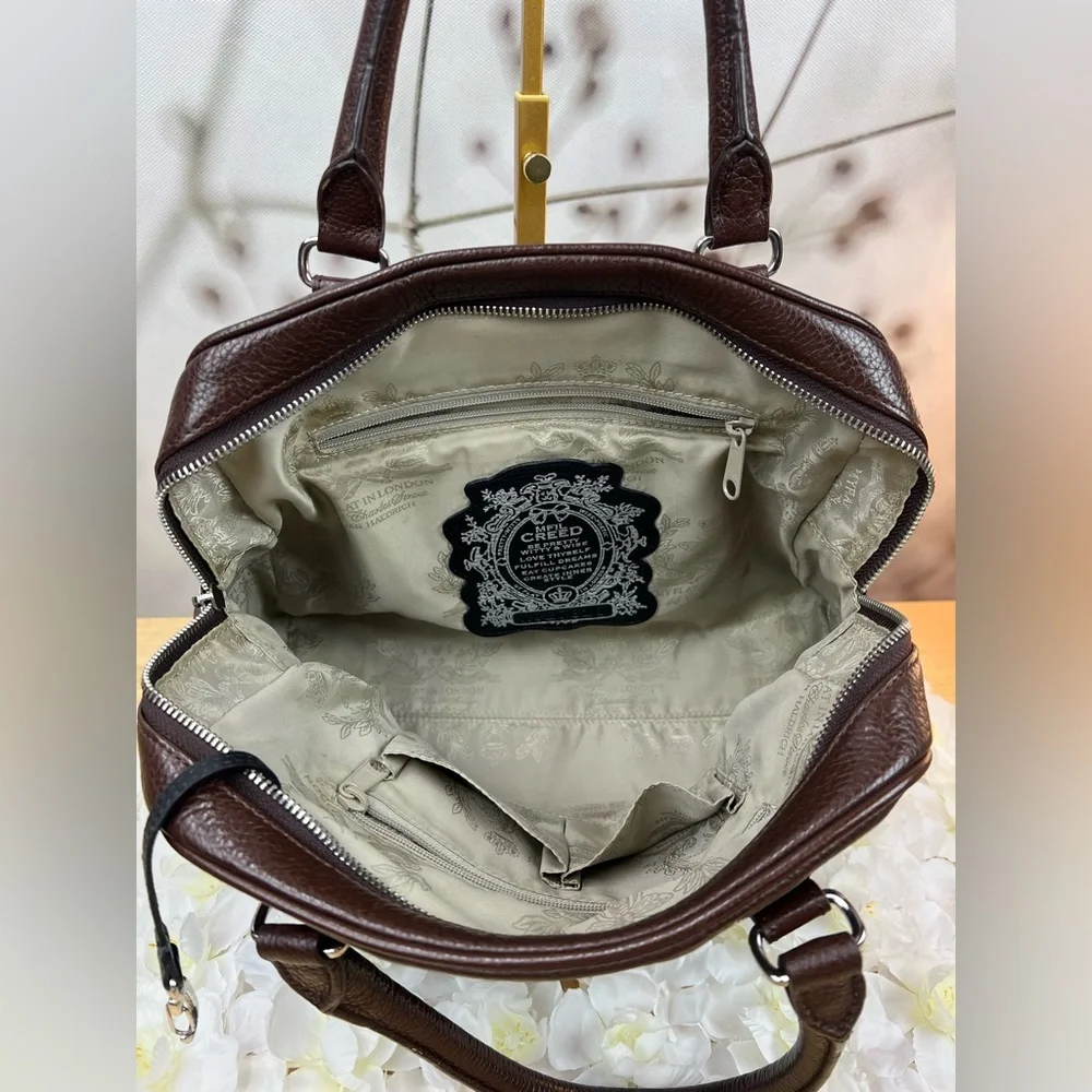 BRIGHTON MY FLAT IN LONDON BROKER COGNAC DOMED BOWLER STYLE HANDBAG - Picture 6 of 13